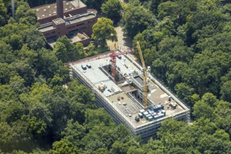 Aerial view, University of Duisburg-Essen (UDE) construction site with replacement new building of