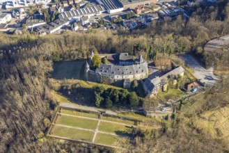 Aerial view, Hohenlimburg Castle and Castle Park, Hohenlimburg, Hagen, Ruhr area, North