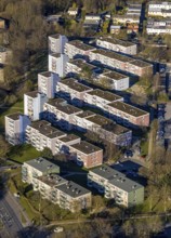 Aerial view, apartment blocks terraced houses on Pappelstraße, Boele, Hagen, Ruhr area, North