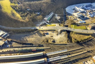 Aerial view, railway station rear passage and old Hagen screw factory renovation, medium-sized