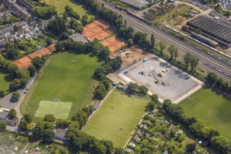 Aerial view, sports centre with football stadium, hockey pitch and tennis courts Preußen Duisburg,