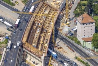 Aerial view, Kaiserberg motorway junction with major construction site, Werthacker bunker,