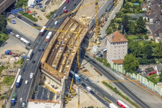 Aerial view, Kaiserberg motorway junction with major construction site, Werthacker bunker,