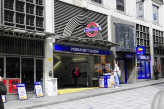 London, England, Great Britain, Entrance to Monument Station on the London Underground, London,