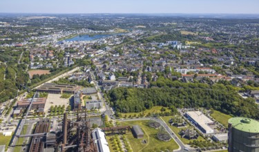 Aerial view, Phoenix-West, Phoenix-East, Phoenix Lake, Hörde, former steelworks site, Dortmund,