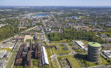 Aerial view, Phoenix-West, Phoenix-East, Phoenix Lake, Hörde, former steelworks site, Dortmund,