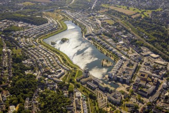 Aerial view, Phoenix-West, Phoenix-East, Phoenix Lake, Hörde, former steelworks site, Dortmund,