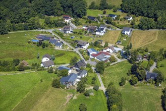 Aerial view, residential area, view of Bürberg district, Attendorn, Sauerland, North