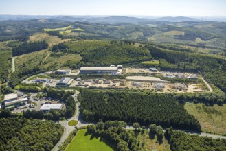 Aerial view, Hufnagel Service landfill waste disposal company, Rother Stein and roundabout,