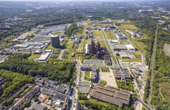 Aerial view, Phoenix-West, Phoenix-East, Phoenix Lake, Hörde, former steelworks site, Dortmund,