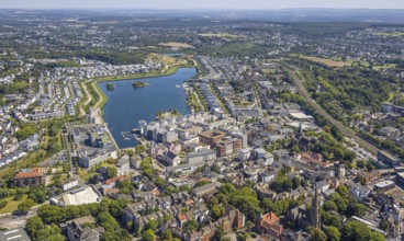 Aerial view, Phoenix-West, Phoenix-East, Phoenix Lake, Hörde, former steelworks site, Dortmund,
