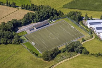 Aerial view, football stadium Vogelwiese Iseringhausen SPVG Iseringhausen, Iseringhausen,