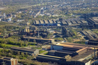 Aerial view, ArcelorMittal Hochfeld GmbH steel wire plant, dumping of red-hot material, Laar,