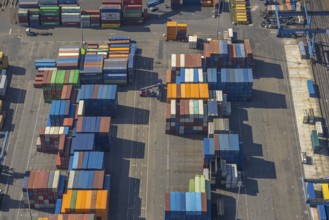 Aerial view, duisport port, logport I Rheinhausen, container port, Duisburg port D3T Duisburg