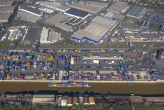 Aerial view, duisport port, logport I Rheinhausen, container port, Duisburg port D3T Duisburg