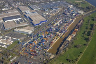 Aerial view, duisport port, logport I Rheinhausen, container port, Duisburg port D3T Duisburg