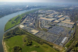 Aerial view, duisport harbour, logport I Rheinhausen, logport 1, container port, Duisburg harbour