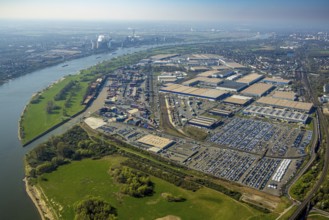 Aerial view, duisport harbour, logport I Rheinhausen, logport 1, container port, Duisburg harbour