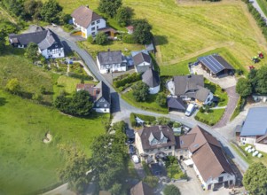 Aerial view, Chapel of St. Agatha in the Büemke district, Reiste, Eslohe, Sauerland, North
