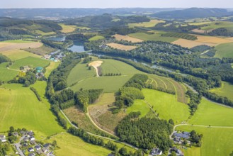 Aerial view, construction site near Obermielinghausen, Mielinghausen Henne forebay with Knaus