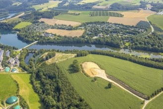 Aerial view, construction site near Obermielinghausen, Mielinghausen Henne forebay with Knaus