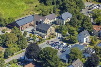 Aerial view, historical distillery Rönsahl, sight, Rönsahl, Kierspe, Sauerland, North