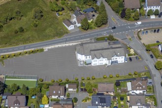 Aerial view, Christian Community Centre Halver e.V. and car park, Ehringhausen, Halver, Sauerland,