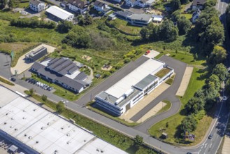 Aerial view, Kita Bullerbü Kindergarten and Volunteer Fire Brigade Kierspe Löschzug 1 Stadtmitte,
