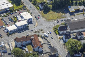 Aerial view, intersection Friedrich-Ebert-Straße and Kölner Straße federal road B237, Kierspe,