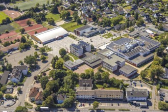 Aerial photo, Kierspe Comprehensive School and Felderhof Sports Hall, Höferhof, Kierspe, Sauerland,