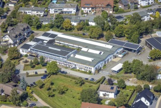 Aerial photo, town hall, citizens' office and job centre Märkischer Kreis, Kierspe railway station,