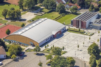 Aerial view, sports hall Felderhof, Vierfeldhalle, Höferhof, Kierspe, Sauerland, North