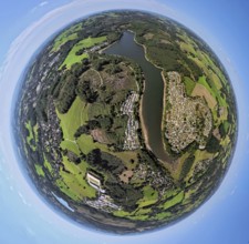 Aerial view, Lingesetalsperre, Lambacher Höhe Campingplatz and Campingplatz Marienheide zum