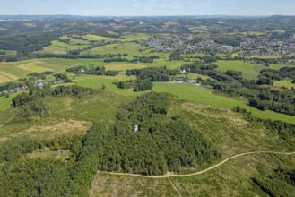 Aerial view, Wienhagener Turm in the forest, memorial for the fallen of the First World War,