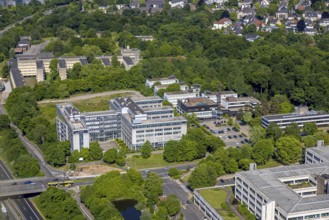 Aerial view, SNT Deutschland AG branch office Essen company building, Bredeney, Essen, Ruhr area,