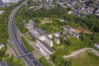 Aerial view, former police school Norbertstraße at the corner of Lührmannstraße on the A52