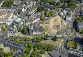 Aerial view, planned new building BürgerRathaus, former job centre and old main swimming pool