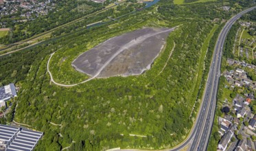 Aerial view, Schurenbach slag heap, Bramme sculpture for the Ruhr region by the artist Richard