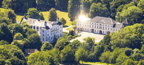 Aerial view, Borbeck moated castle and castle park, Borbeck-Mitte, Essen, Ruhr area, North