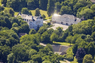 Aerial view, Borbeck moated castle and castle park, Dubois-Arena amphitheatre open-air stage,