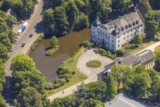 Aerial view, Borbeck moated castle and castle park, Borbeck-Mitte, Essen, Ruhr area, North