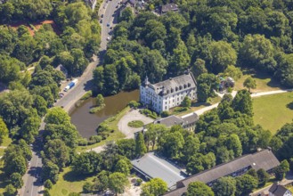 Aerial view, Borbeck moated castle and castle park, Borbeck-Mitte, Essen, Ruhr area, North