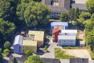 Aerial view, Protestant day care centre Kita Samoastraße, Stepke family centre with brightly