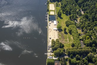 Aerial view, bathing area Seaside Beach, Freiherr-vom-Stein-Straße, outdoor pool and beach Lake
