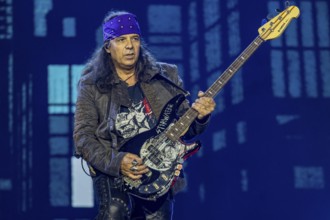 Pawel Maciwoda, guitarist of the band Scorpions live on 60 Years Anniversary Tour at the