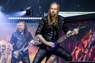 Ian Hill (bassist) and Richie Faulkner (guitarist) from Judas Priest live at the 60 Years