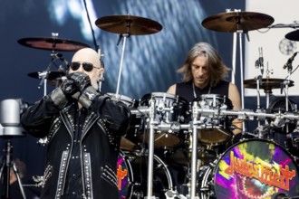 Rob Halford (singer) and Scott Travis (drummer) from Judas Priest live at the 60 Years Anniversary