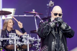 Rob Halford (singer) and Scott Travis (drummer) from Judas Priest live at the 60 Years Anniversary