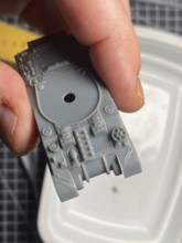 Unpainted armoured upper hull (1:100) for model making diorama, Haan, North Rhine-Westphalia,