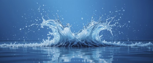 A captivating shot of water, capturing the moment of a splash with fine detail and a serene blue
